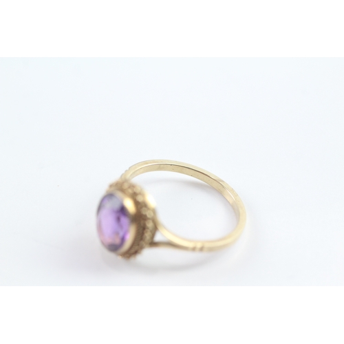 7 - 9ct gold vintage amethyst dress ring (2.8g) Size P