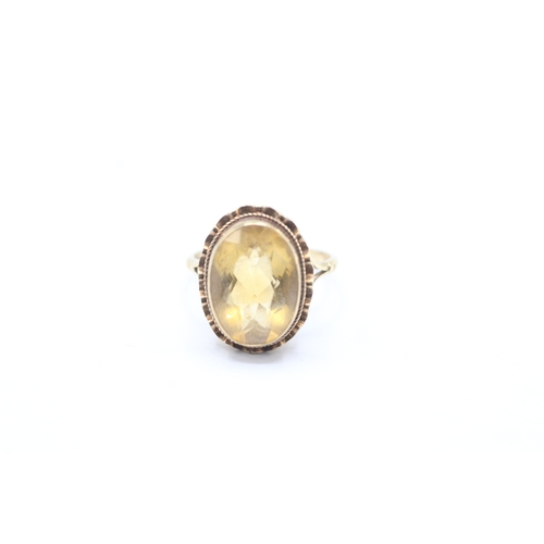 92 - 9ct gold vintage citrine dress ring (3.4g) Size L