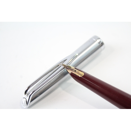 485 - Vintage Waterman C/F Burgundy Fountain Pen w/ 14ct Nib, Chalk Mark, Original Box