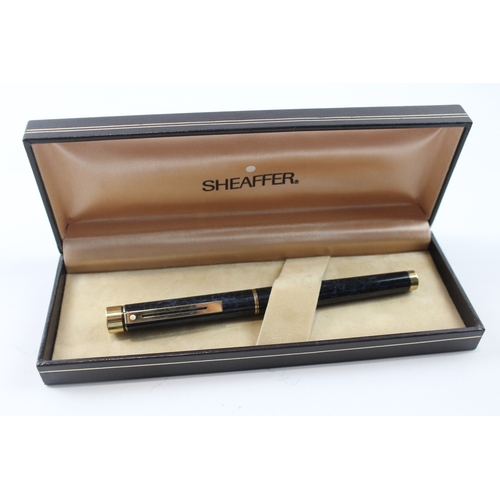 493 - Vintage Sheaffer Targa Blue Lacquer Fountain Pen 14ct Gold Nib WRITING Boxed