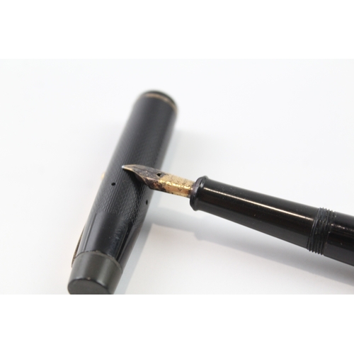 496 - Vintage De La Rue ONOTO Fountain Pen Black Casing 14ct Gold Nib WRITING