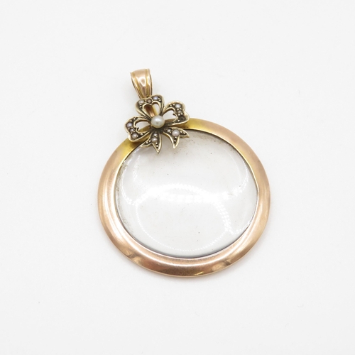 104 - 9ct gold pearl locket (5.8g)