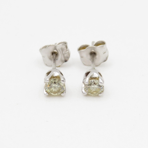 133 - 9ct white gold diamond stud earrings (1.1g)