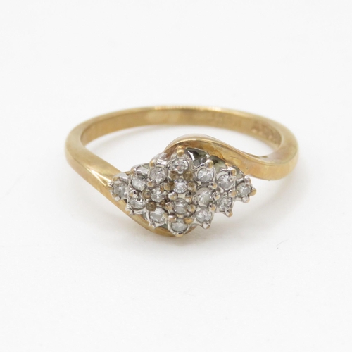 159 - 9ct gold vintage diamond dress ring (2.8g) Size N