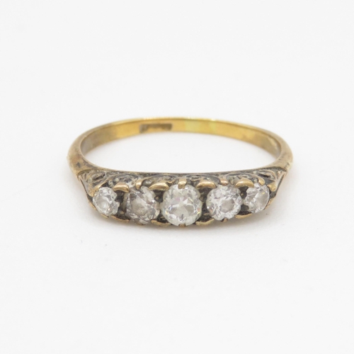 53 - 18ct gold diamond boat ring (2.4g) Size P