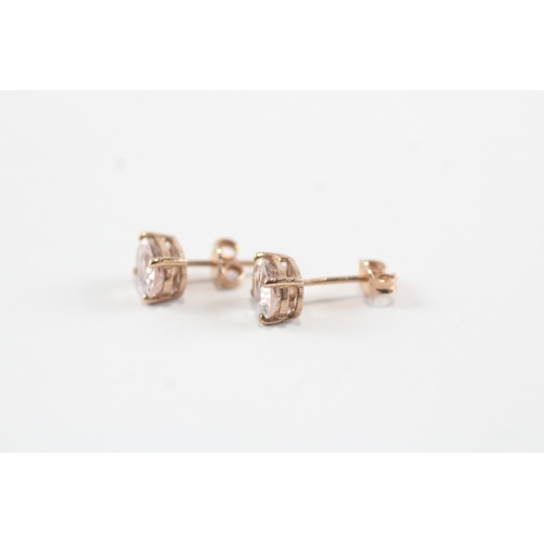 111 - 9ct rose gold pink gemstone stud earrings (1.2g)