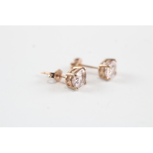 111 - 9ct rose gold pink gemstone stud earrings (1.2g)