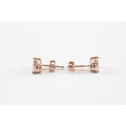 111 - 9ct rose gold pink gemstone stud earrings (1.2g)