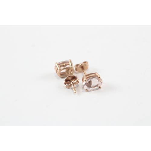 111 - 9ct rose gold pink gemstone stud earrings (1.2g)