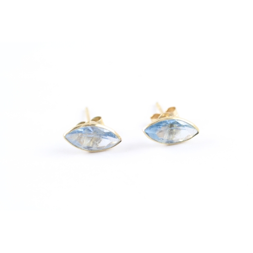 117 - 9ct gold x2 blue gemstone drop earrings & stud earrings set (2.2g)