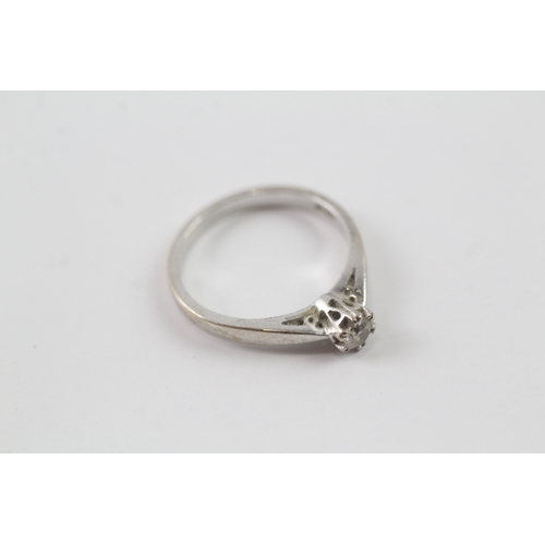 126 - 18ct white gold diamond solitaire dress ring (2.3g) Size I 1/2