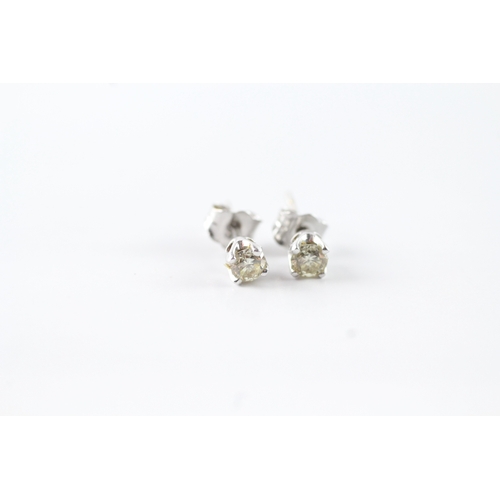 133 - 9ct white gold diamond stud earrings (1.1g)