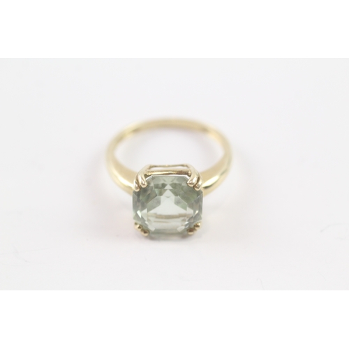 134 - 9ct gold azure cut blue quartz solitaire ring (3g) Size P