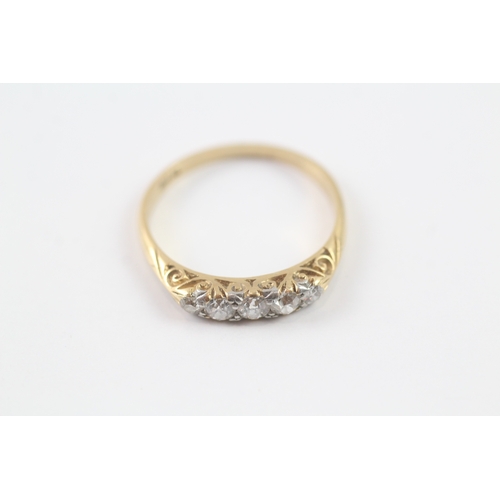 14 - 18ct gold diamond boat ring (2.9g) Size Q