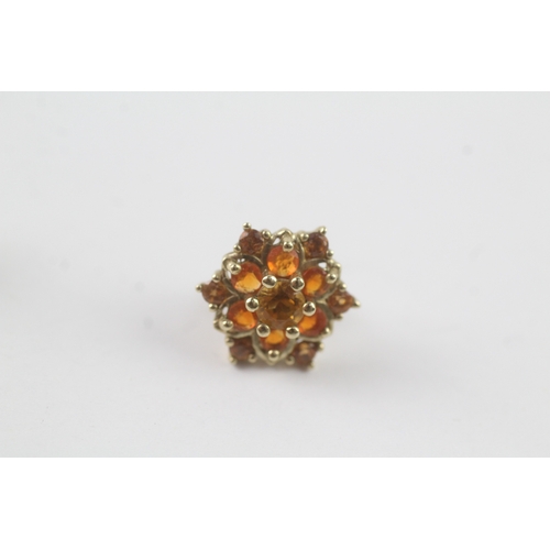 179 - 9ct gold vari-hue citrine floral cluster stud earrings (2.8g)