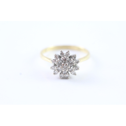 182 - 18ct gold diamond cluster ring (3.5g) Size O