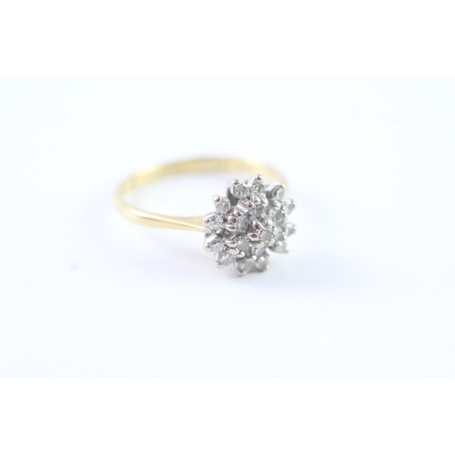 182 - 18ct gold diamond cluster ring (3.5g) Size O