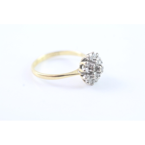 182 - 18ct gold diamond cluster ring (3.5g) Size O