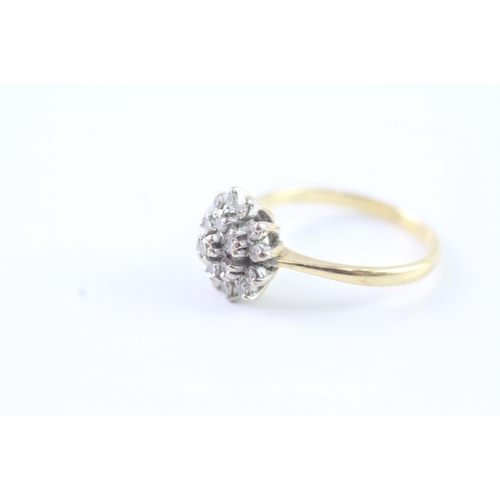 182 - 18ct gold diamond cluster ring (3.5g) Size O