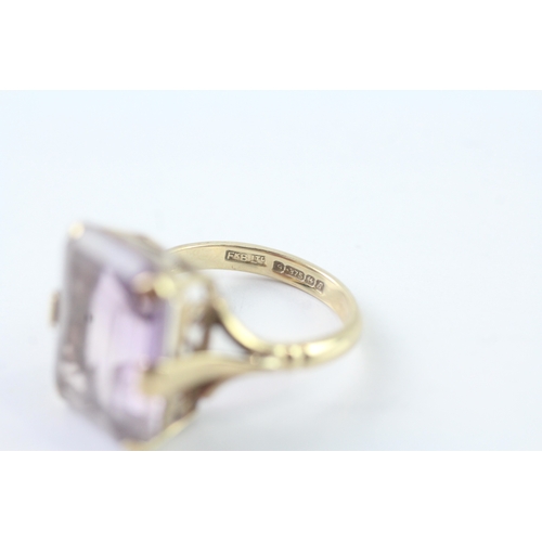 200 - 9ct gold amethyst dress ring (4.3g) Size K