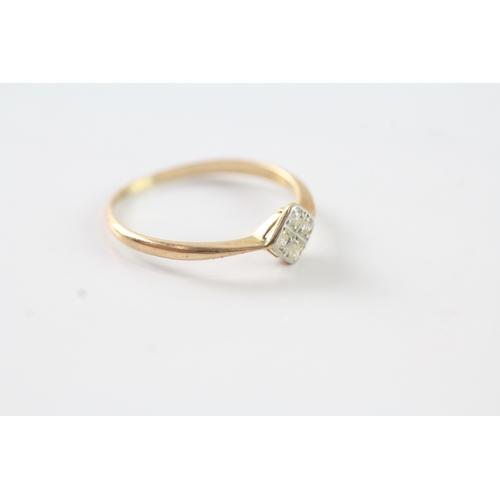 221 - 18ct gold vintage diamond dress ring (1.3g) Size L 1/2