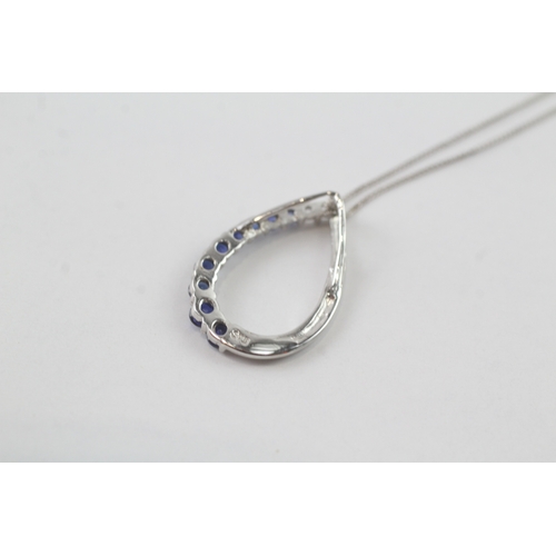 237 - 9ct white gold vari-hue sapphire pendant necklace (1.3g)