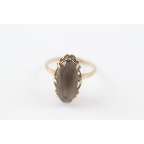 242 - 9ct gold smoky quartz cocktail ring (2.8g) Size M