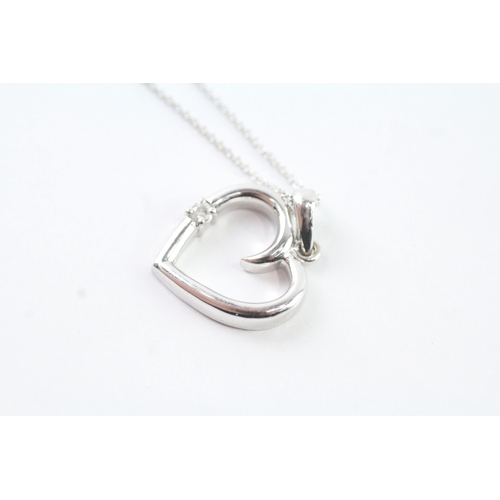 247 - 14ct gold diamond heart shape pendant necklace (4g)