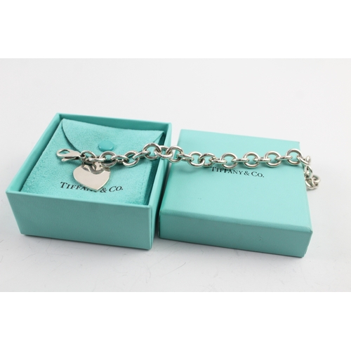 251 - Tiffany & Co Sterling Silver Belcher Link Bracelet w/ Heart Tag & Box 35g