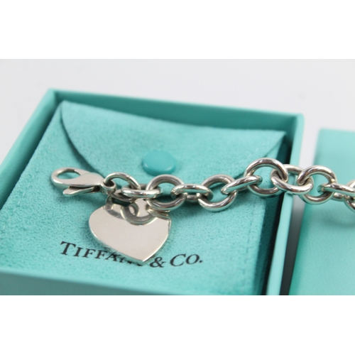 251 - Tiffany & Co Sterling Silver Belcher Link Bracelet w/ Heart Tag & Box 35g