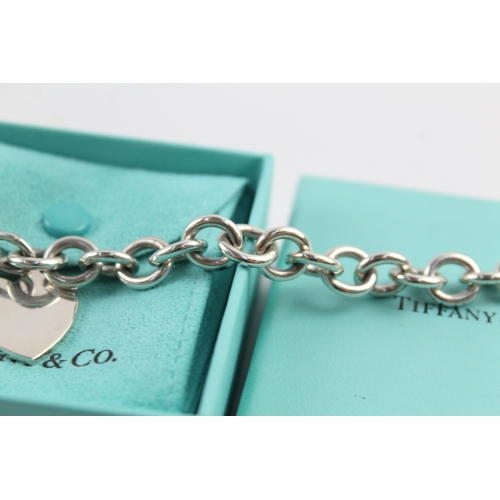 251 - Tiffany & Co Sterling Silver Belcher Link Bracelet w/ Heart Tag & Box 35g