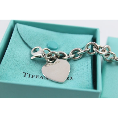 251 - Tiffany & Co Sterling Silver Belcher Link Bracelet w/ Heart Tag & Box 35g