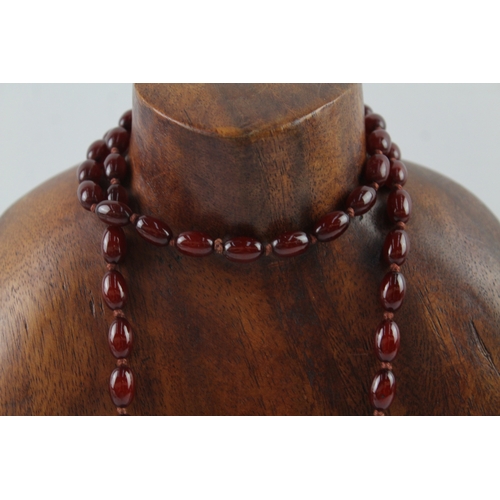 261 - Graduated Cherry Bakelite Necklace w/ Internal Streaking 53.8g