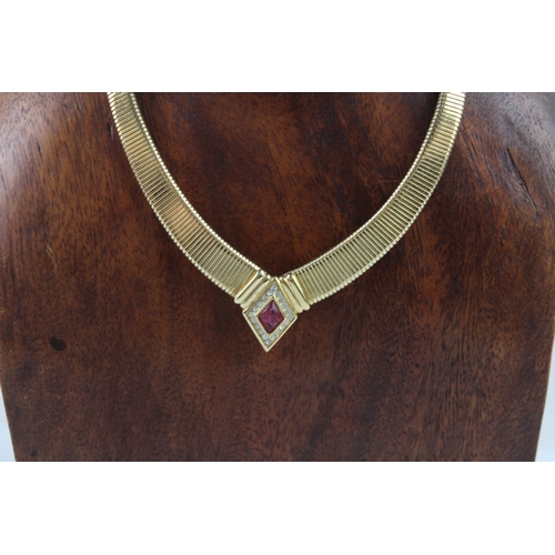 263 - Christian Dior Gold Tone Collar Necklace w/ Ruby 32g