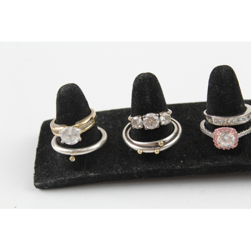 282 - Collection of Sterling Silver Rings inc. CZ, Gemstone, Stacker x 10 36g