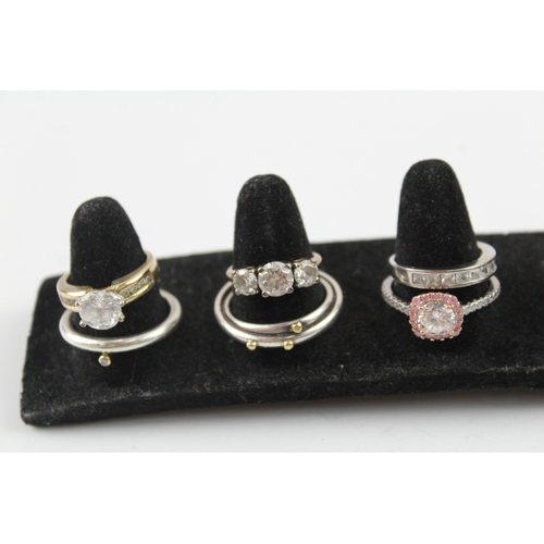 282 - Collection of Sterling Silver Rings inc. CZ, Gemstone, Stacker x 10 36g