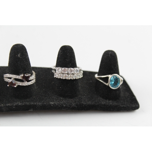 282 - Collection of Sterling Silver Rings inc. CZ, Gemstone, Stacker x 10 36g