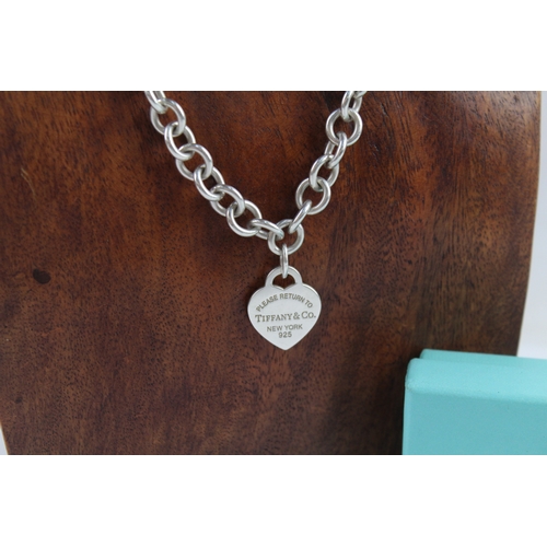 286 - Tiffany & Co Sterling Silver Belcher Link Necklace w/ Heart Tag & Box 65g