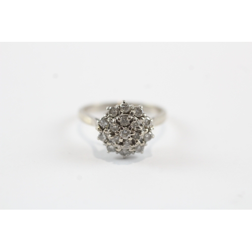 3 - 18ct white gold diamond cluster dress ring (4g) Size N