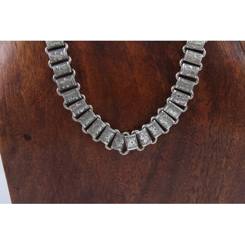 304 - Victorian Silver Plated Book Chain Necklace 56g