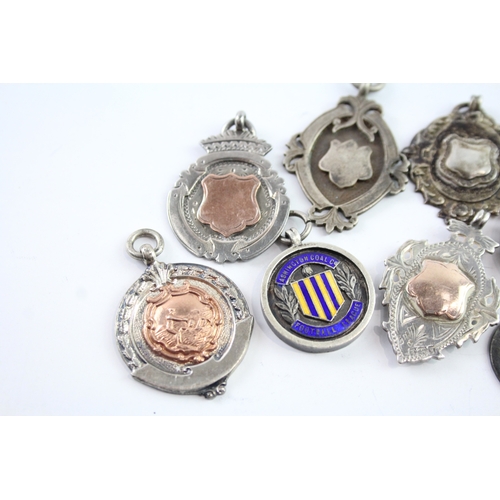 311 - 8 x Antique / Vintage Hallmarked .925 Sterling Silver Fobs / Medallions (73g)