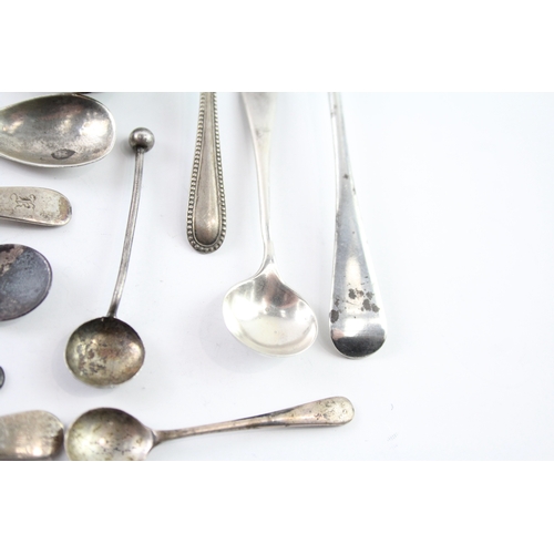 316 - 14 x Antique / Vintage .925 Sterling Silver Condiment Spoons Inc Georgian (87g)