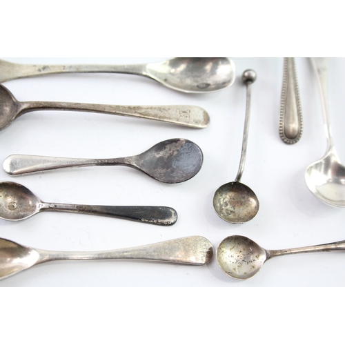 316 - 14 x Antique / Vintage .925 Sterling Silver Condiment Spoons Inc Georgian (87g)