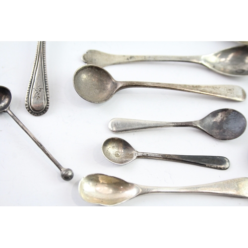 316 - 14 x Antique / Vintage .925 Sterling Silver Condiment Spoons Inc Georgian (87g)