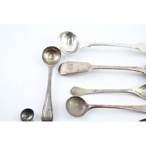 316 - 14 x Antique / Vintage .925 Sterling Silver Condiment Spoons Inc Georgian (87g)