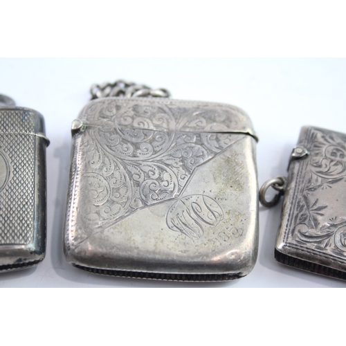 326 - 4 x Antique / Vintage Hallmarked .925 Sterling Silver Vesta / Match Cases (83g)