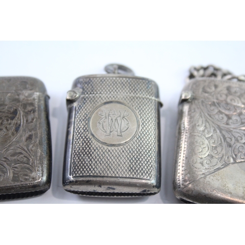 326 - 4 x Antique / Vintage Hallmarked .925 Sterling Silver Vesta / Match Cases (83g)