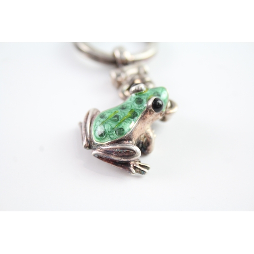 332 - TIFFANY & CO. Hallmarked .925 Sterling Silver Novelty Frog Enamelled Keyring 37g