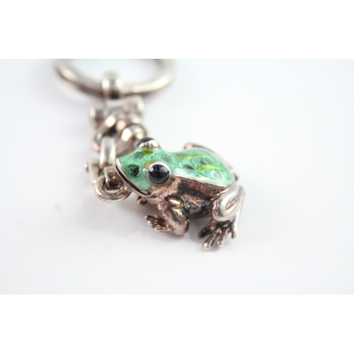 332 - TIFFANY & CO. Hallmarked .925 Sterling Silver Novelty Frog Enamelled Keyring 37g