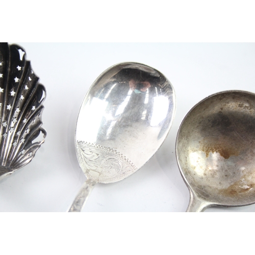 336 - 6 x Antique / Vintage.925 Sterling Silver Caddy Spoons Inc Georgian Etc (40g)